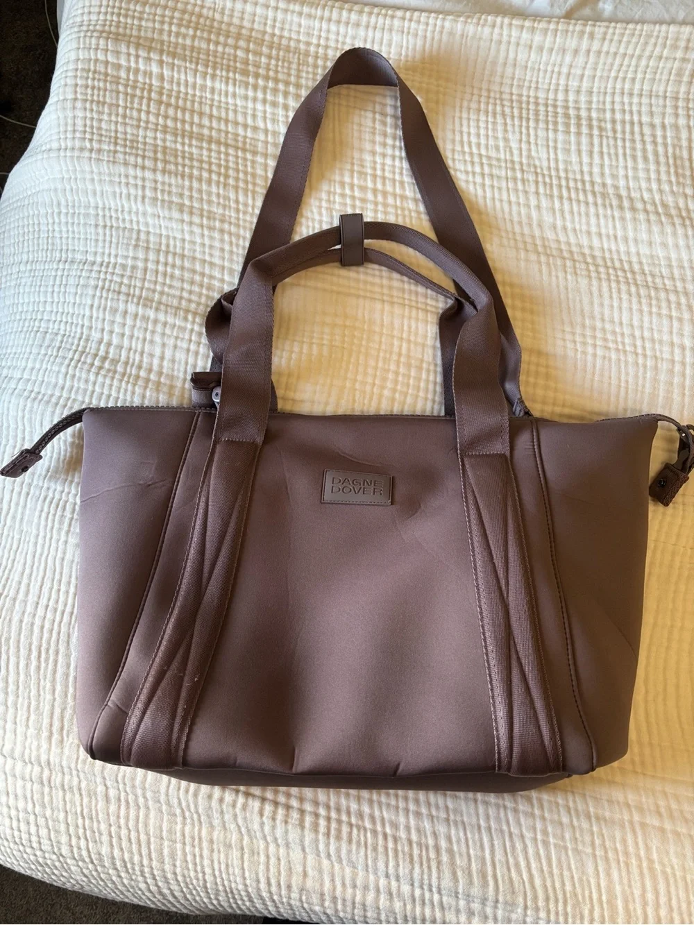Dagne Dover in Dune Landon carryall and Indi diaper bag Set
